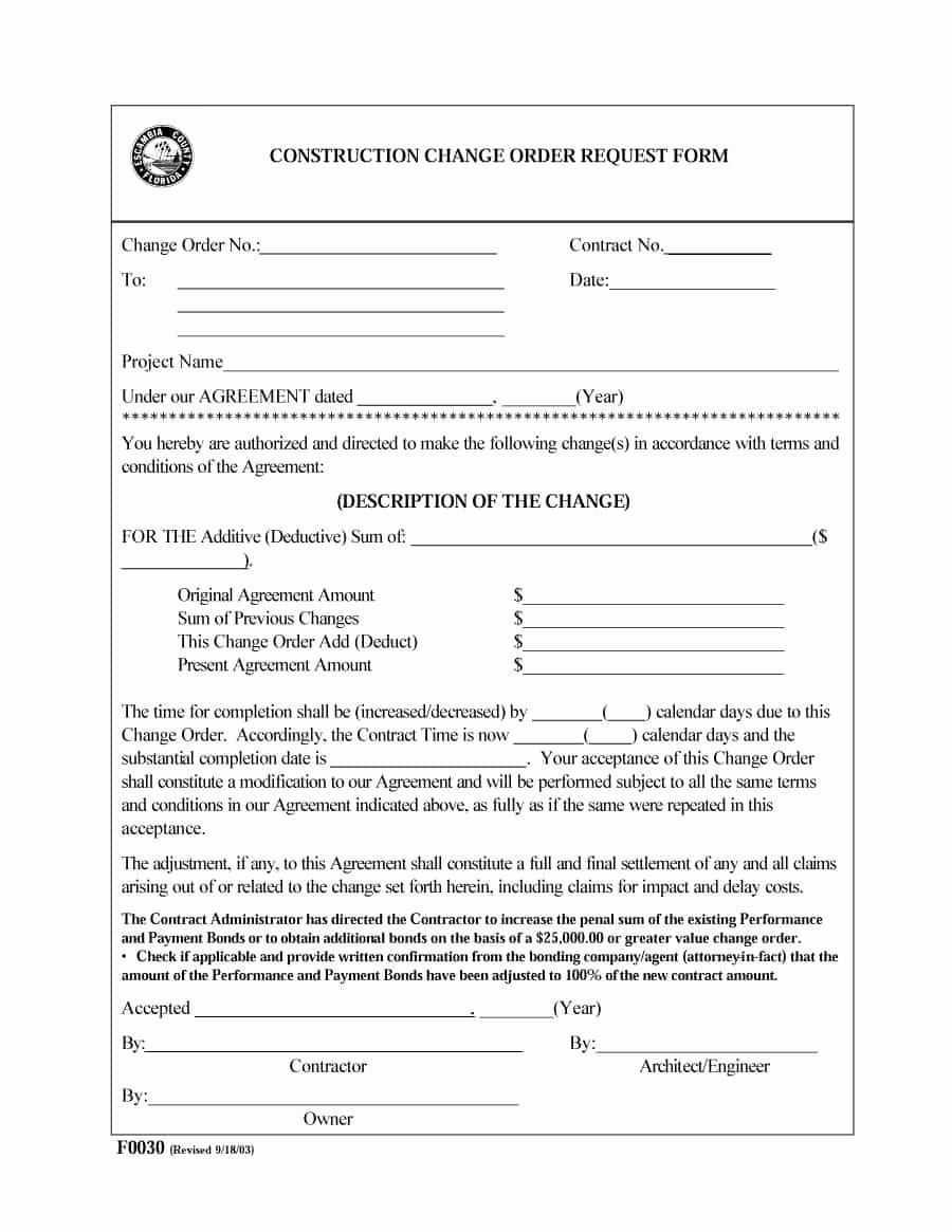 Construction Change order Template Word Best Of 40 order form Templates [work order Change order More]