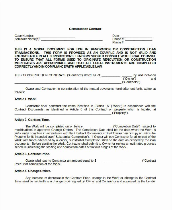 Construction Contract Template Word Beautiful Construction Contract Template 14 Word Pdf Apple