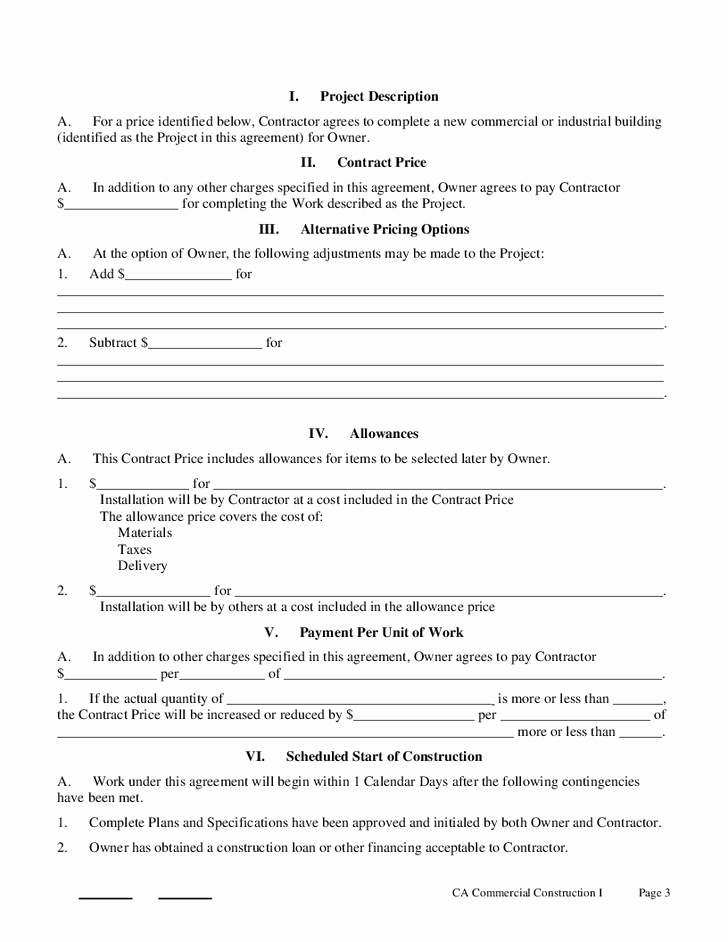 Construction Contract Template Word Best Of Printable Sample Construction Contract Template form
