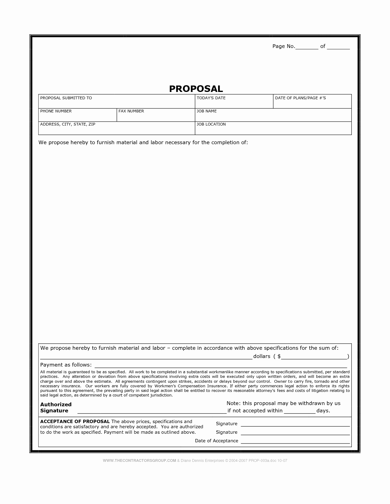 Construction Contract Template Word Fresh Printable Blank Bid Proposal forms