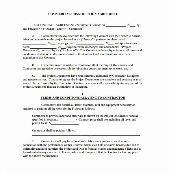 Construction Contract Template Word Unique Free 10 Construction Contract Templates In Pdf