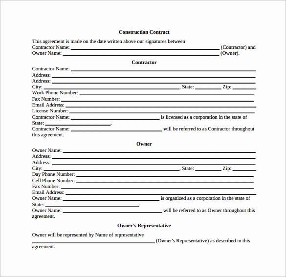 Construction Contract Template Word Unique Sample Contract Agreement 7 Free Documents Download In