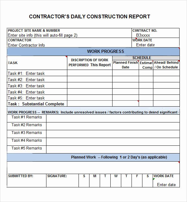 Construction Daily Log Template Inspirational Daily Report 7 Free Pdf Doc Download