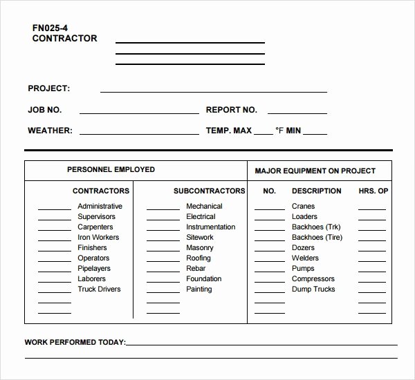 Construction Daily Log Template New Free 5 Sample Printable Work Log Templates In Pdf