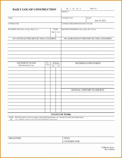 Construction Daily Log Template Unique 9 Daily Work Log Examples Pdf