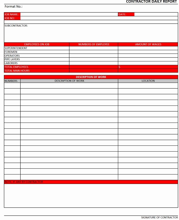 Construction Daily Report Template Excel Fresh Construction Daily Report Template Excel Work