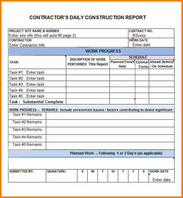 Construction Daily Report Template Excel Fresh Daily Status Report Template Authorization Letter Pdf