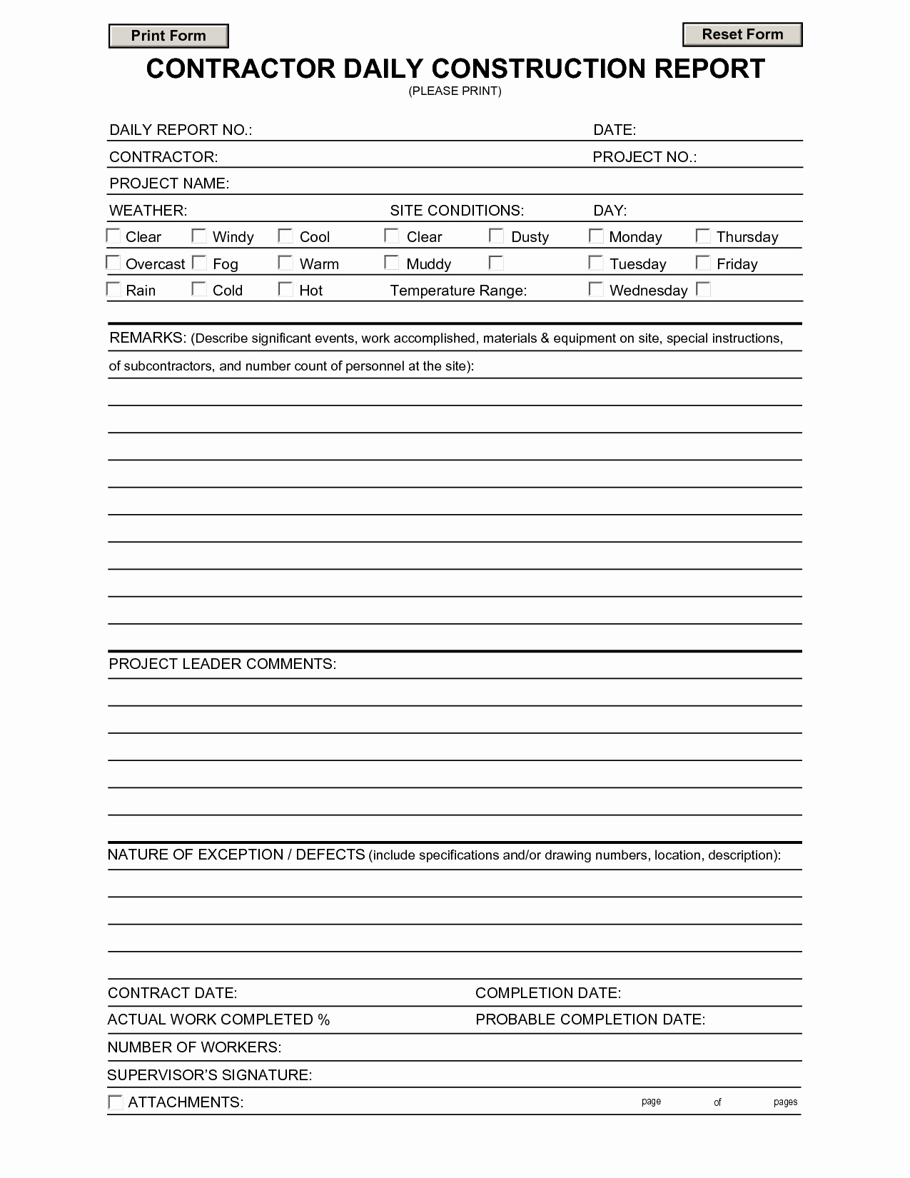Construction Daily Report Template Excel Lovely Construction Daily Job Report Template