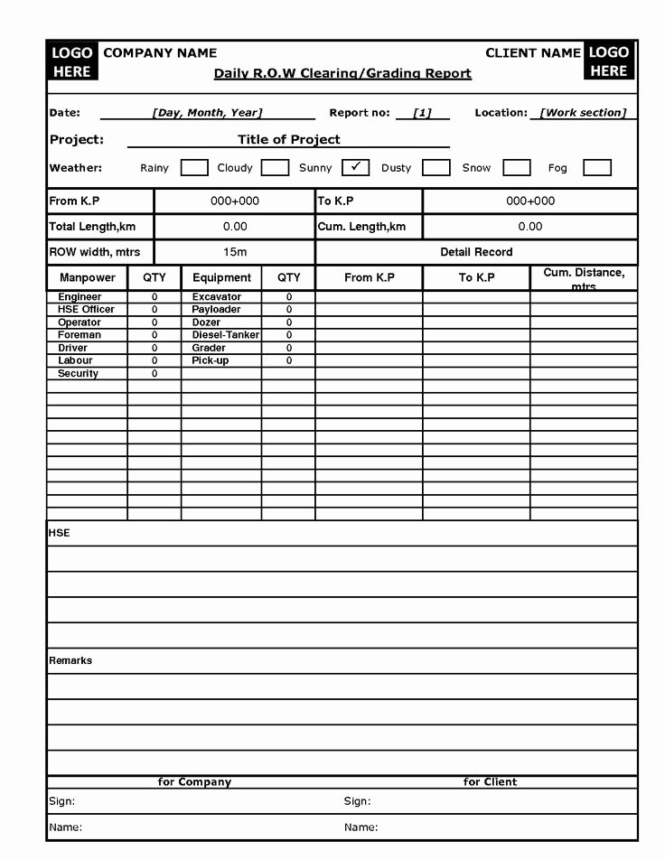 Construction Daily Report Template Excel New Construction Daily Report Template Excel