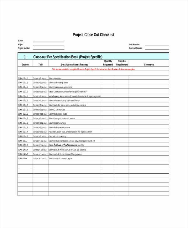 Construction Project Closeout Template New Sample Project Closeout 7 Documents In Pdf Word
