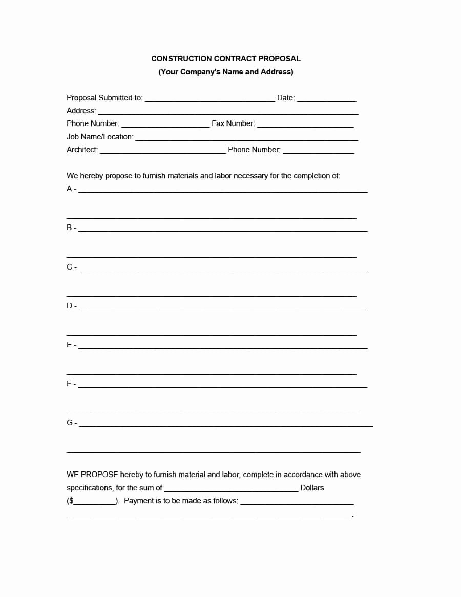 Construction Proposal Template Free Fresh 31 Construction Proposal Template &amp; Construction Bid forms