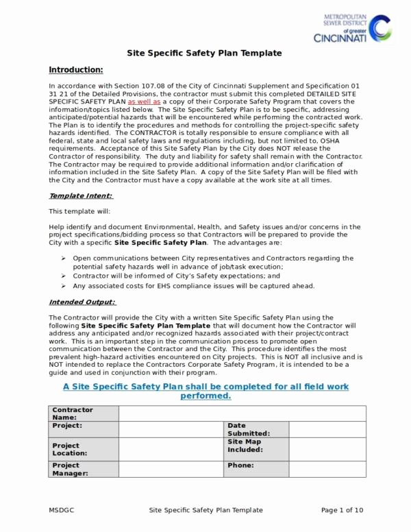 Construction Safety Plan Template New Free 14 Construction Safety Plan Template In Pdf