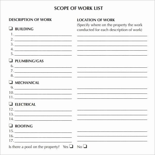 Construction Scope Of Work Template Fresh 7 Construction Scope Of Work Templates Word Excel Pdf