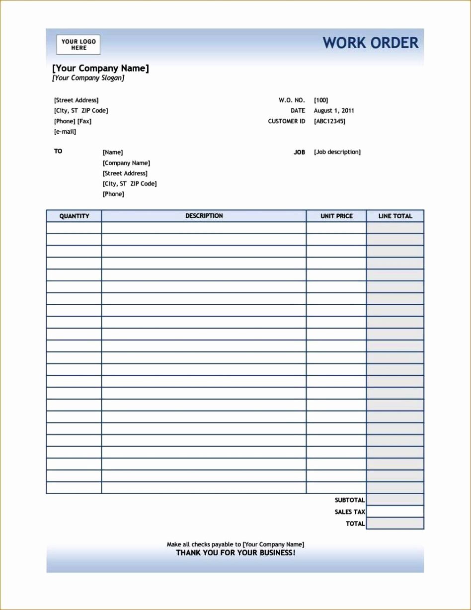 Construction Work order Template Luxury Construction Work order Template Sampletemplatess