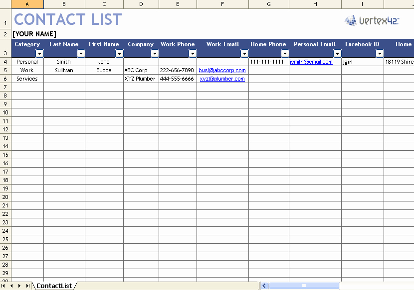 Contact List Template Pdf Lovely Contact List Template