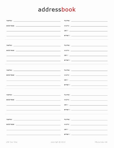 Contact List Template Pdf Luxury Address Book