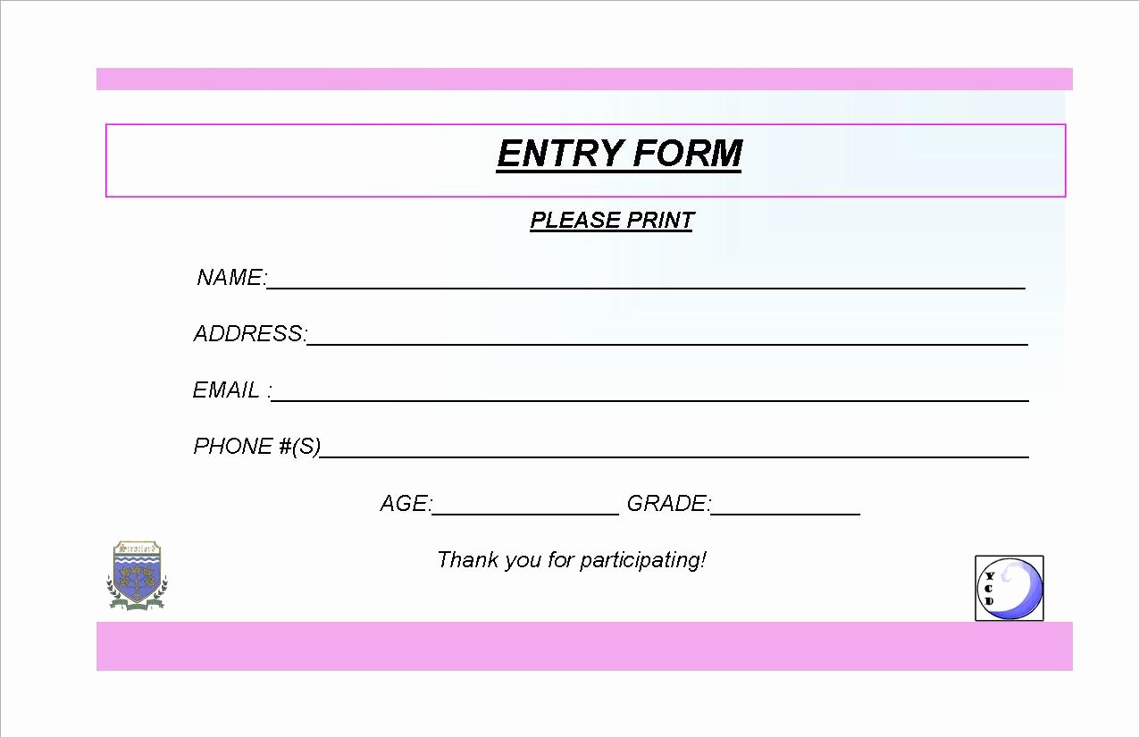 Contest Entry form Template Best Of Contest Entry form Template
