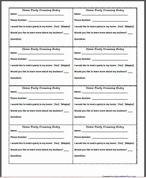 Contest Entry form Template Best Of Home Party Drawing Entry Free Printable for Home