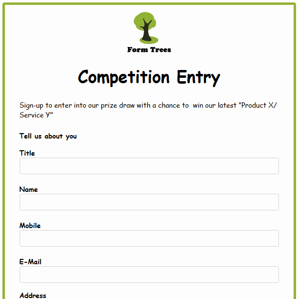 Contest Entry form Template Lovely formwize Examples