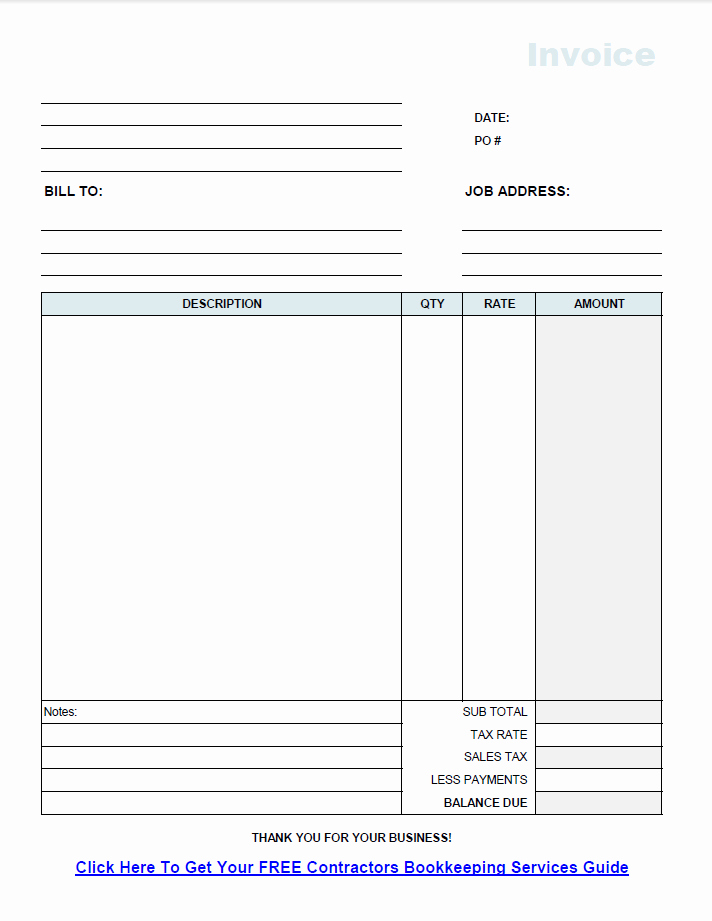 free contractor invoice template on excel