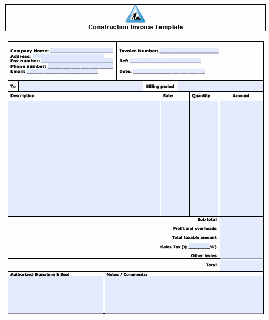 Contractor Invoice Template Excel Beautiful Construction Invoice Template Excel