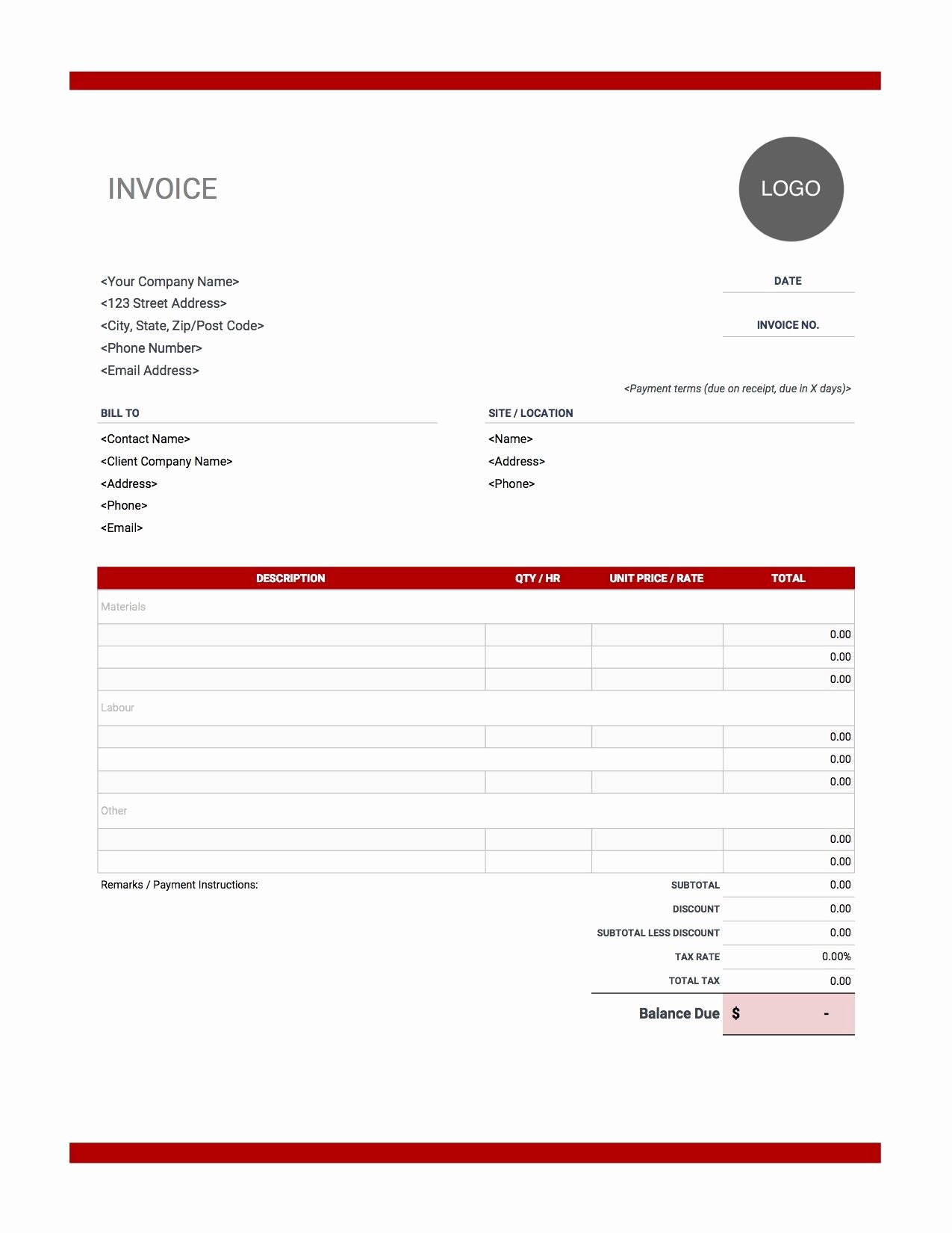 Contractor Invoice Template Excel Elegant Contractor Invoice Templates Free Download
