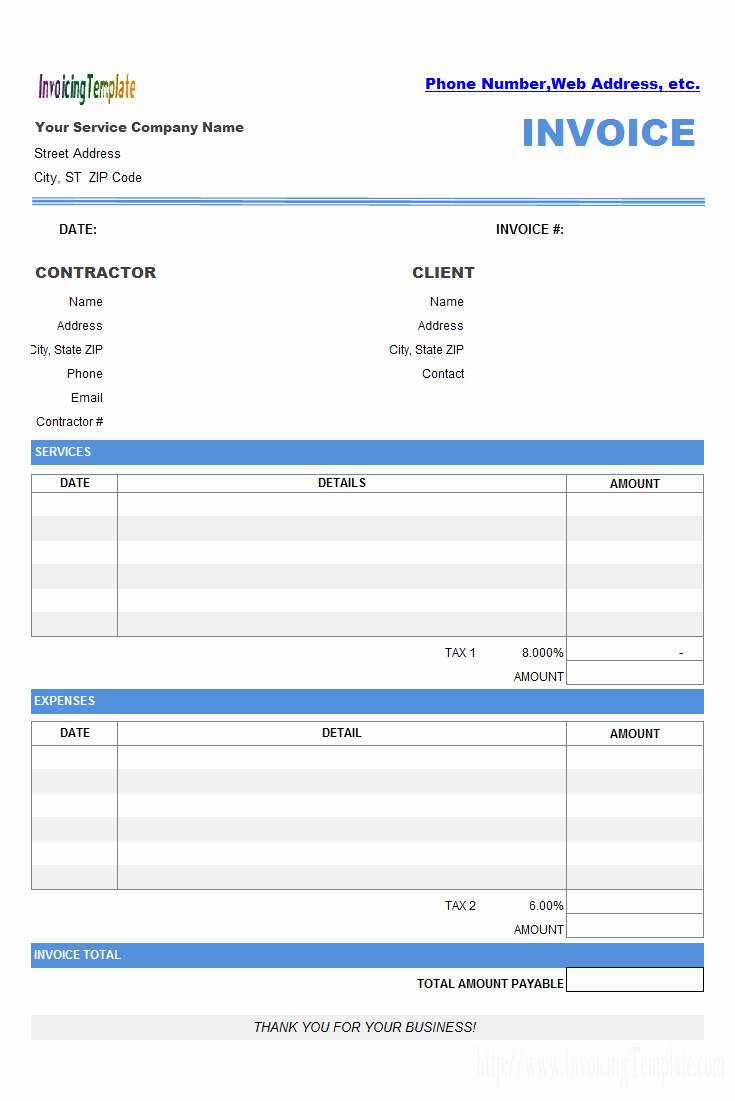Contractor Invoice Template Excel Inspirational Contractor Invoice Templates Free 20 Results Found