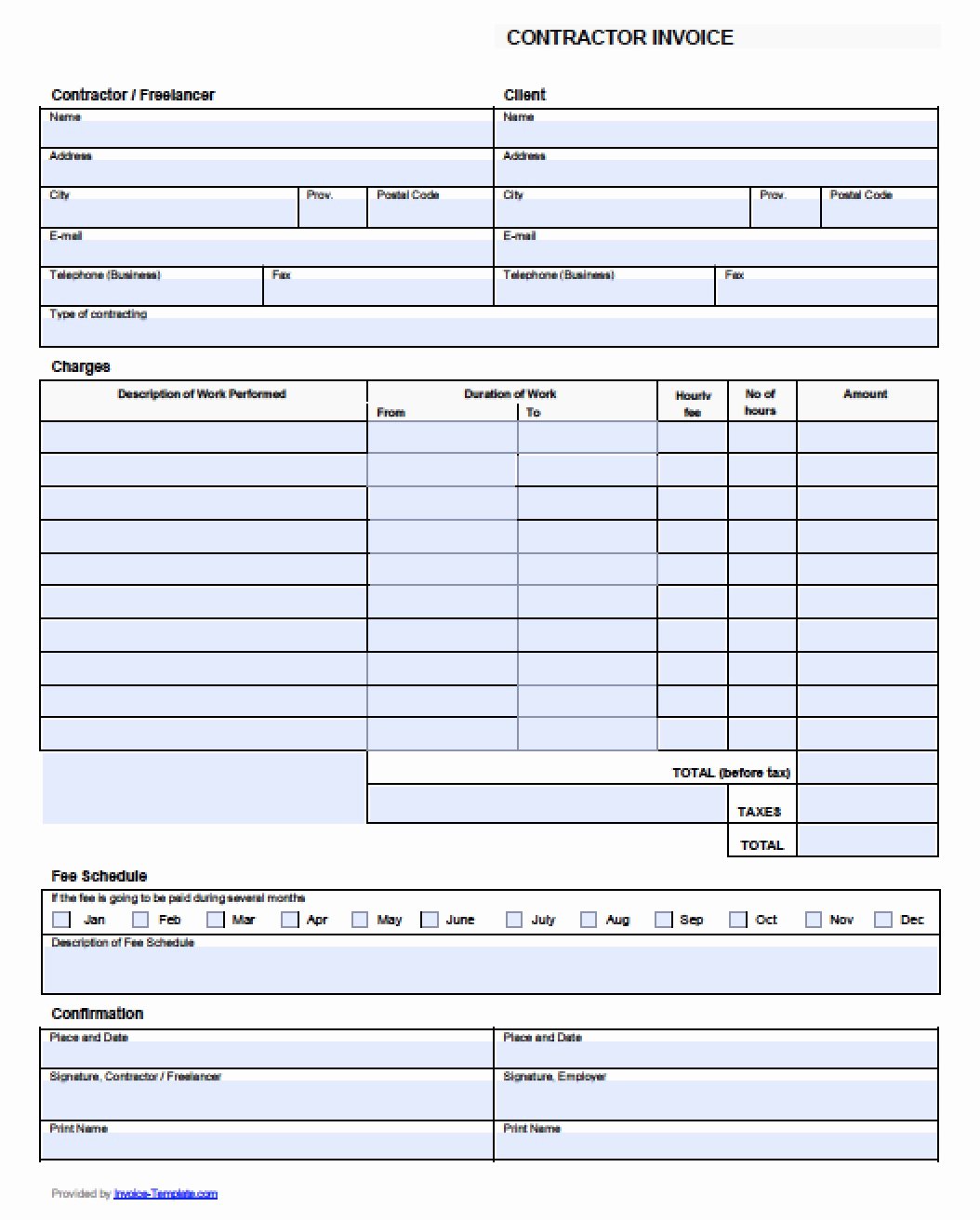 Contractor Invoice Template Excel Luxury Free Contractor Invoice Template Excel Pdf