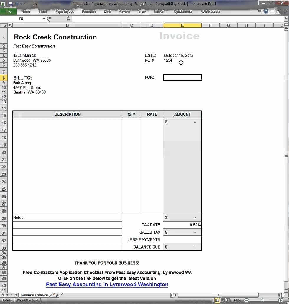 Contractor Invoice Template Excel Unique Subcontractor Invoice Template Excel