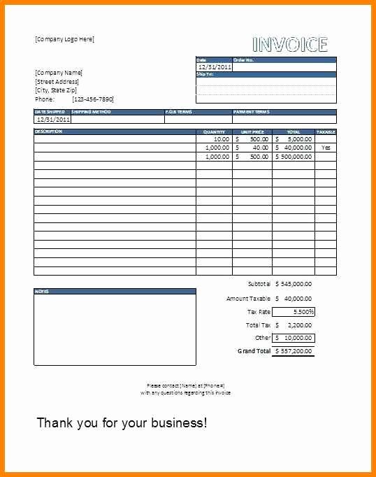 Contractor Invoice Template Word Elegant 6 Editable Invoice Template Excel
