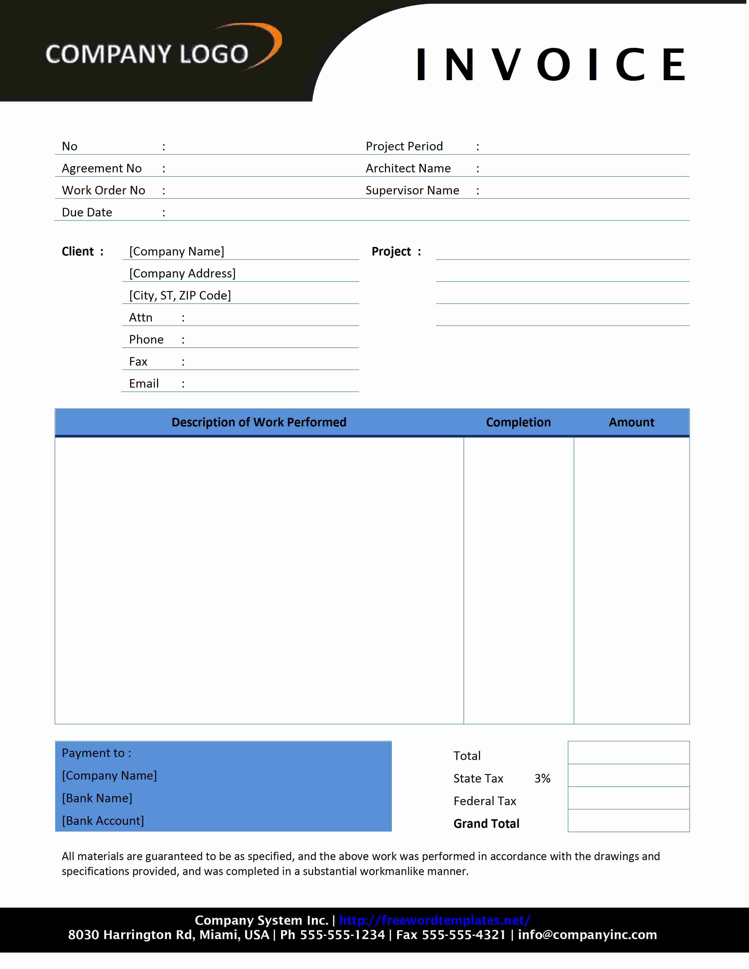 Contractor Invoice Template Word Fresh Contractor Invoice