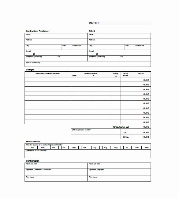 Contractor Invoice Template Word New Contractor Invoice Templates 14 Free Word Excel Pdf
