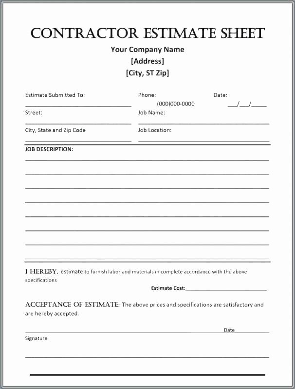 Contractor Proposal Template Free Beautiful Free Printable Contract forms – Free Printable