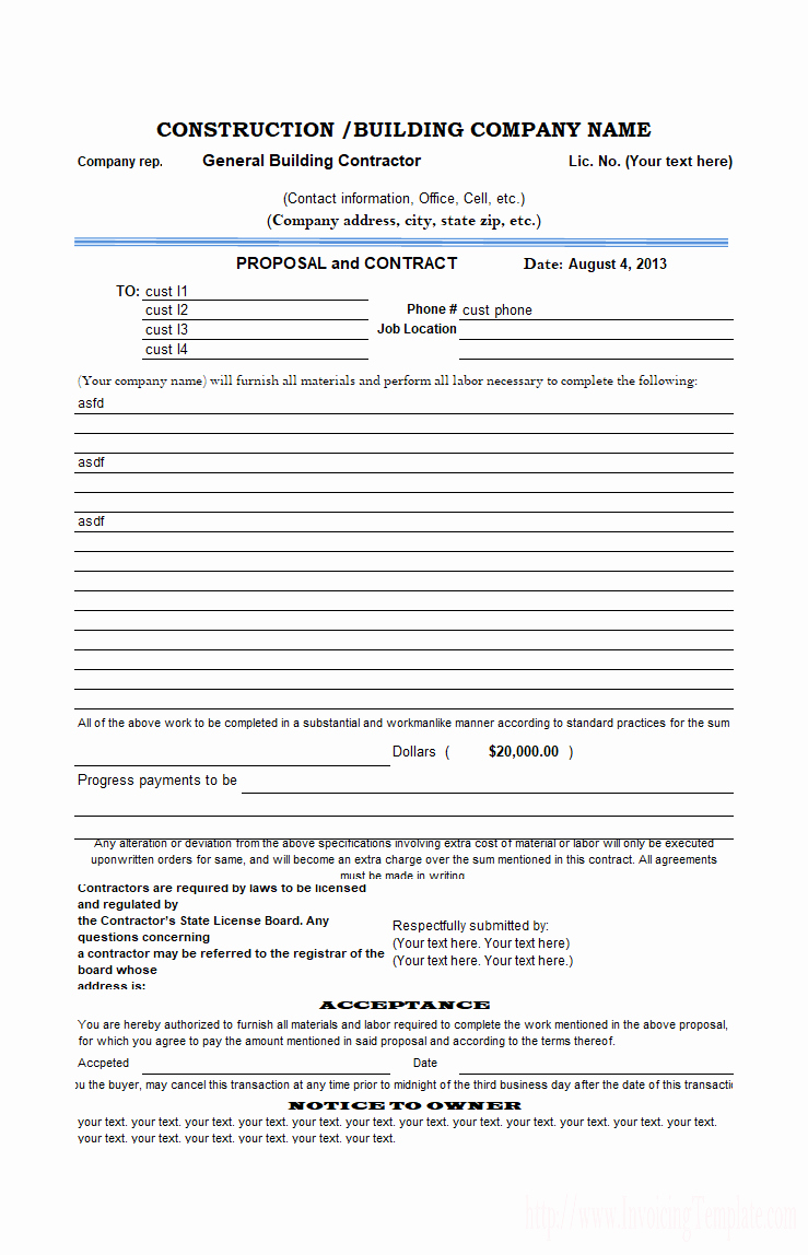 Contractor Proposal Template Free Best Of Construction Proposal Template