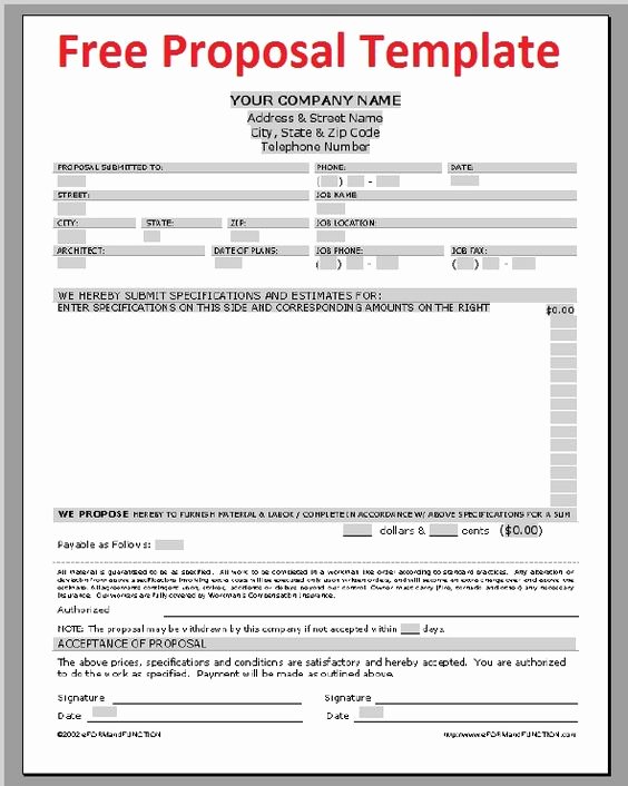 Contractor Proposal Template Free Lovely Printable Sample Construction Proposal Template form