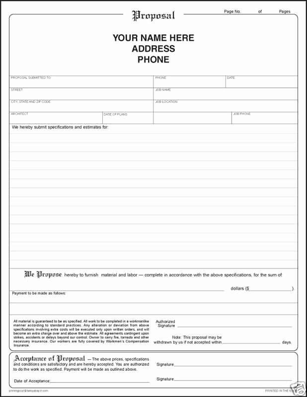 Contractor Proposal Template Free Luxury Free Printable Bid Proposal forms Business