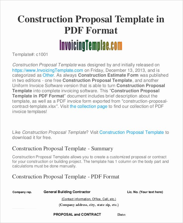 Contractor Proposal Template Word Best Of Construction Business Proposal Templates 10 Free Word