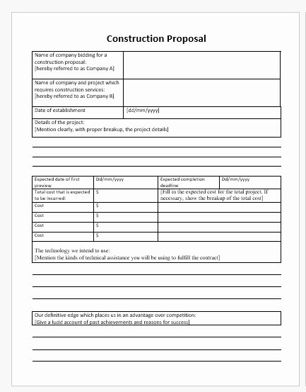 Contractor Proposal Template Word Inspirational Construction Proposal Templates for Ms Word