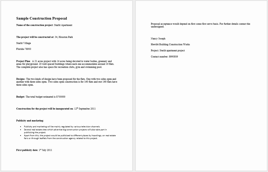 Contractor Proposal Template Word Unique 14 Free Construction Proposal Templates Word Templates