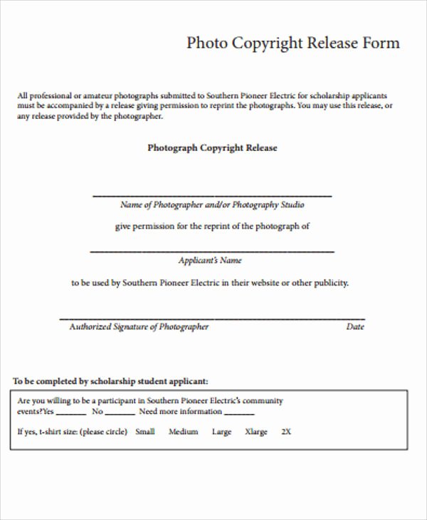 Copyright Release form Template Fresh Sample Copyright Release form 9 Examples In Word Pdf