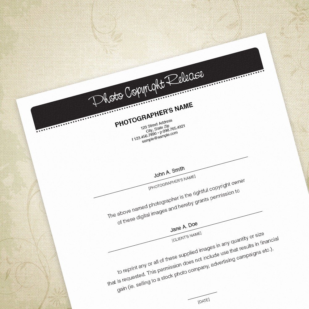 Copyright Release form Template Lovely Copyright Print Release form Pdf for Graphers