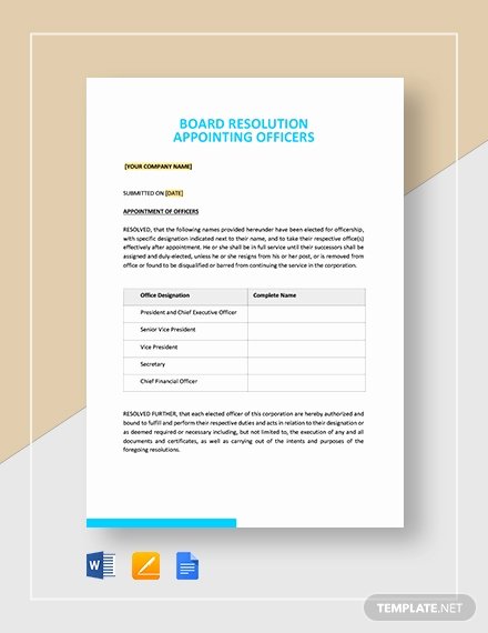 Corporate Resolution Template Microsoft Word Lovely Board Resolution Appointing Ficers Template Word