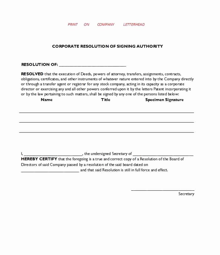 Corporate Resolution Template Microsoft Word Luxury 37 Printable Corporate Resolution forms Template Lab