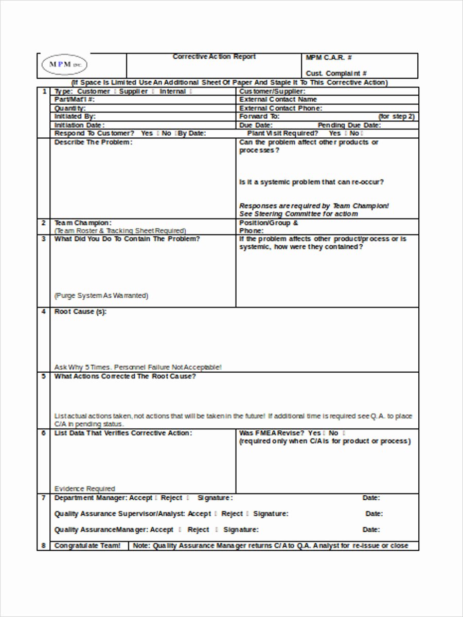 Corrective Action form Template Best Of 9 Employee Correction forms &amp; Templates Pdf Doc