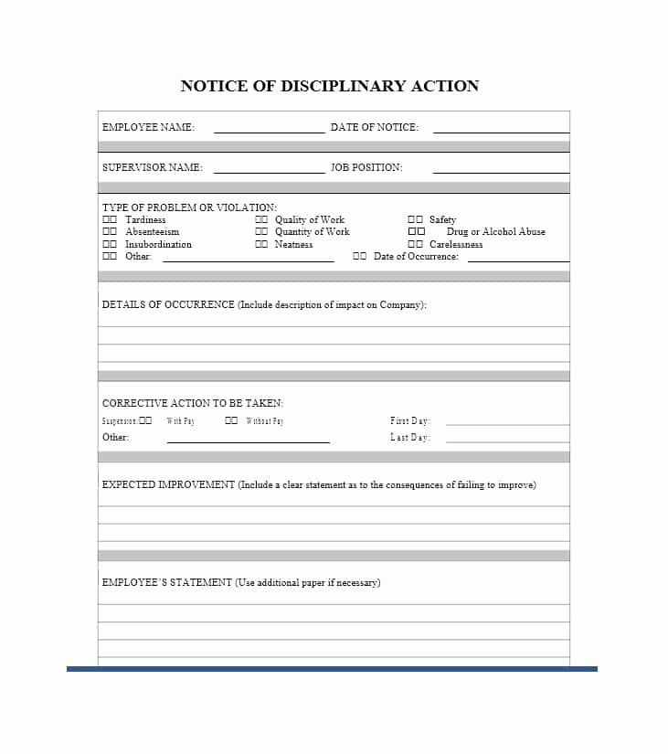 Corrective Action form Template Elegant 40 Employee Disciplinary Action forms Template Lab