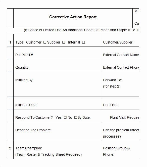 Corrective Action form Template Inspirational Corrective Action Report Template Word – Guatemalago