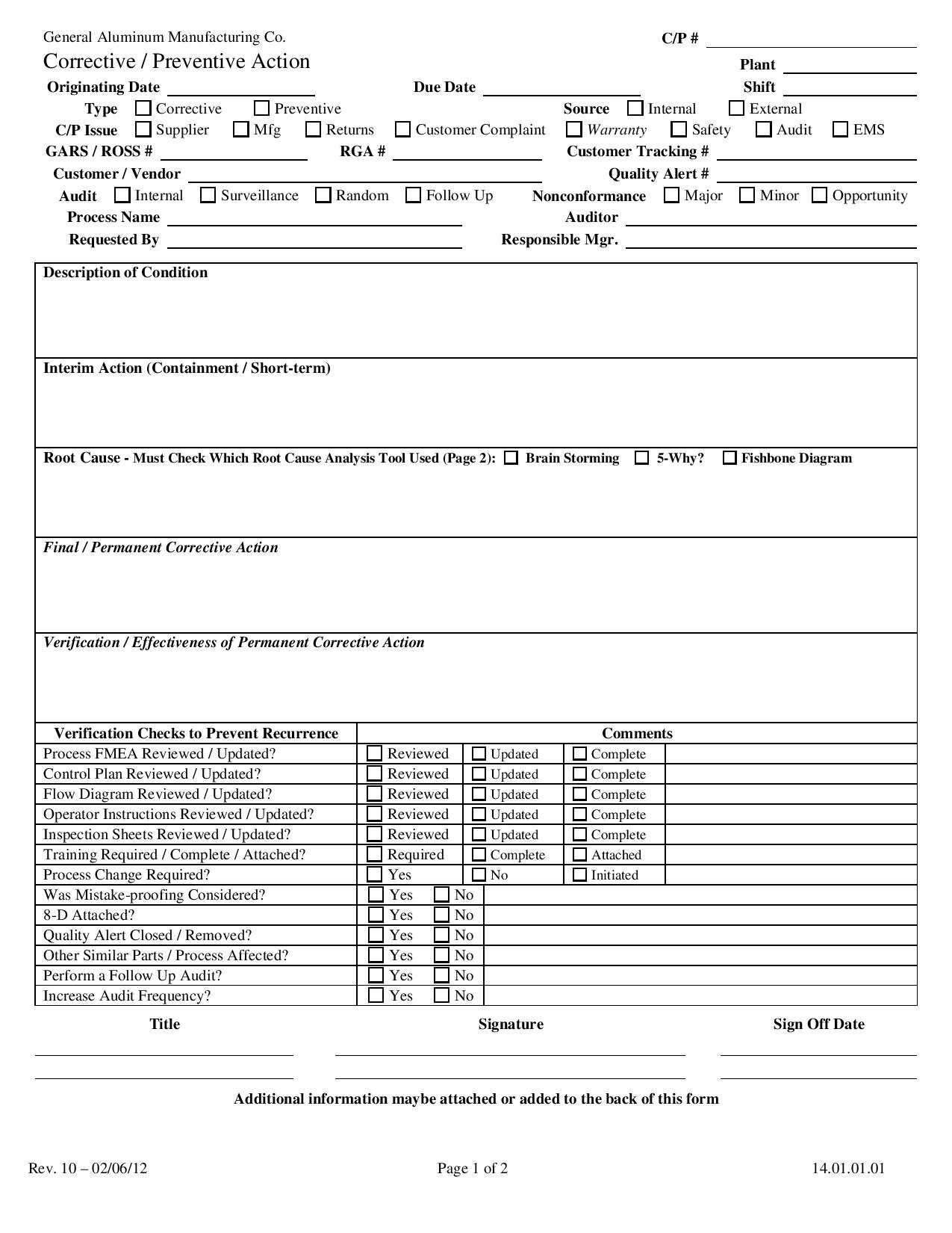 Corrective Action form Template New 30 Action form Templates