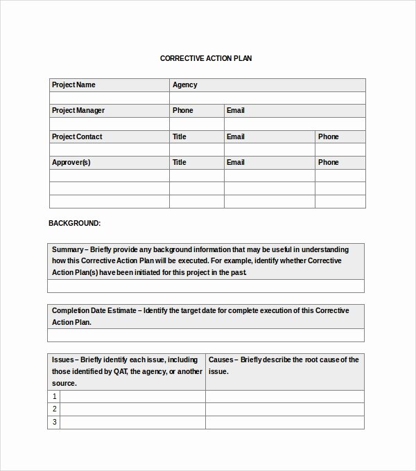 Corrective Action Plan Template Best Of Sample Action Plan Template 28 Download Free Documents
