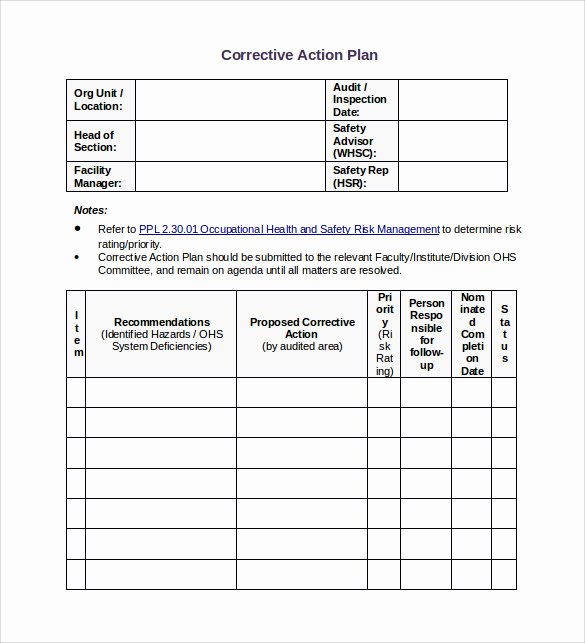 Corrective Action Plan Template Word Lovely Sample Corrective Action Plan Template 14 Documents In