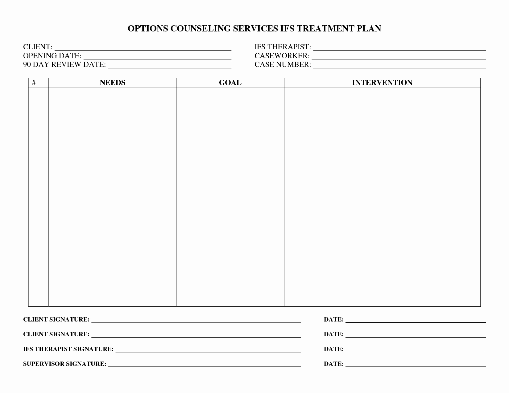 Counseling Treatment Plan Template Fresh Best S Of Client Goals for therapy therapy Goal